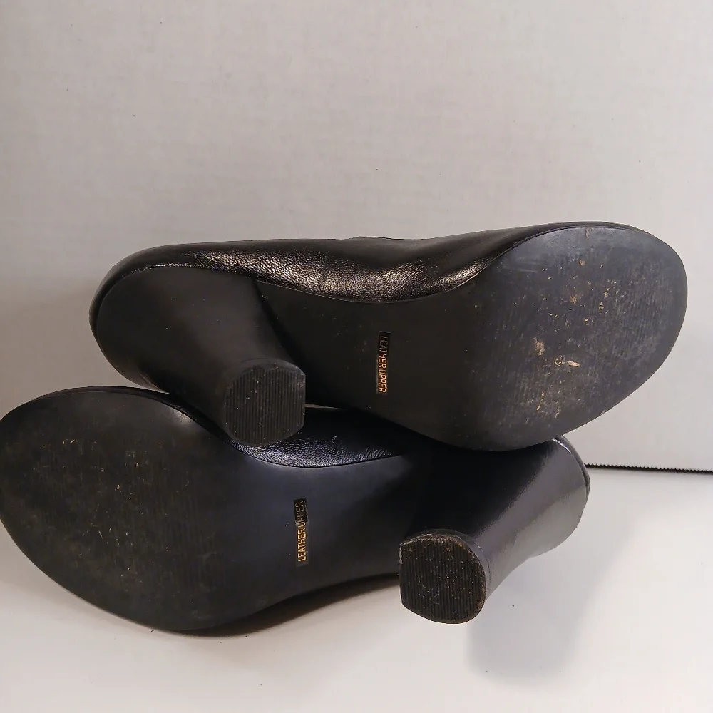 Maripe' Black Leather Round Toe 4